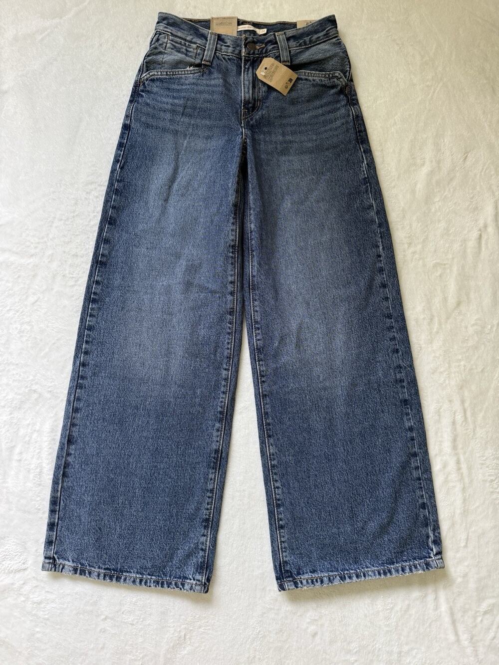 Levis '94 Baggy Wide Leg Jeans Womens 24x31 Medium Wash Blue Denim Y2K NWT